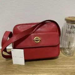 《美品》CELINE（セリーヌ）レザー ショルダーバッグ レッド 赤