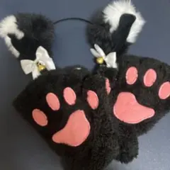 猫　コスプレ　猫耳　手袋　肉球　セット　文化祭　カチューシャ　黒猫