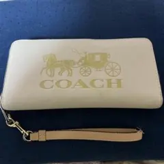 美品COACH ホワイト 長財布　馬車柄