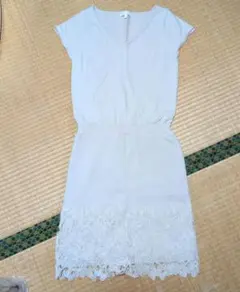 【プロポーションボディドレッシング】ワンピース 半袖 レース裾　ニット　春