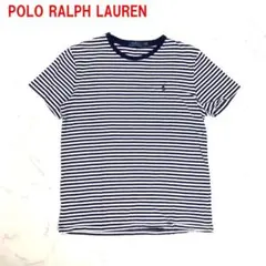 A6741 ポロラルフローレン 半袖Tシャツ 綿 ボーダー 紺 白 M