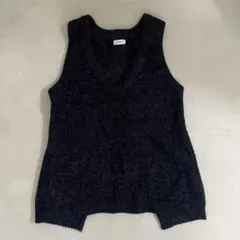 極美品　LEPSIMダークブルー ニットベスト Vネック オープンバック