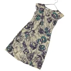 LAURA ASHLEY ローラアシュレイ 花柄 リネンワンピース膝丈 上品 M