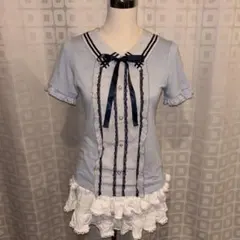 axesfemme姫ギャルy2kフェアリーコアセーラー襟リボンフリルカットソーのサムネイル