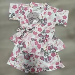 新品　マイメロ　サンリオ花柄　甚平 ピンク 90cm フリル　女の子