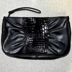 レザークラッチバッグ　ブラック　昭和レトロ