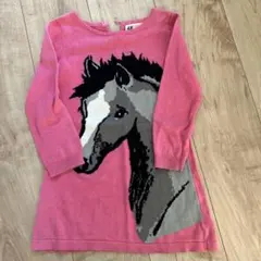 H&M 馬デザイン ピンク セーター 110cm ワンピース