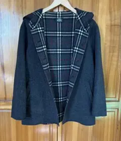 RANG MUSEE ウールフード付きショートコート グレー M