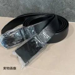 オートロック ベルト ブラック ビジネス メンズ 無段階調整 穴なし レザー