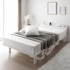 【美品】RASIK 高さ調整可能 パイン材 すのこベッド ホワイト セミダブル