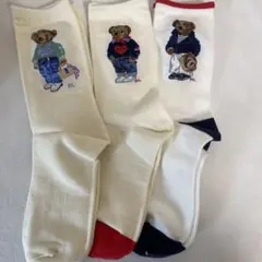 POLO ポロラルフローレンのレディース用ソックス3足セット、新品24-26