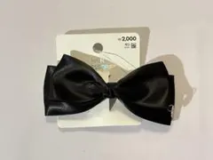 韓国　黒リボンヘアアクセサリー　バレッタ
