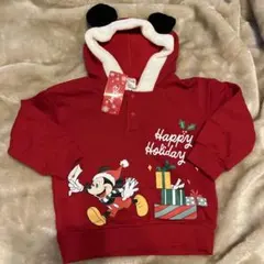 ミッキー　クリスマス　サンタクロース　トレーナー　100cm 帽子耳付き