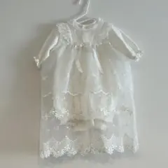 【美品】プチファミセレモニードレス ベビードレス レース 新生児 帽子付き