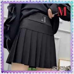 プリーツスカート　ミニスカート　ハイウエスト　インナーパンツ付き　黒　M