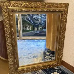 【るり様専用】装飾的なゴールドフレームミラー 中型