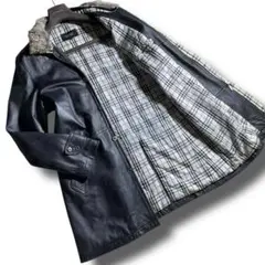 人気✨バーバリー レザーコート ラムレザー L 黒 ノバチェック ファー