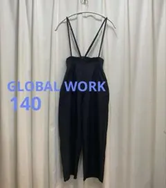 グローバルワーク　ロングパンツ　サロペット　肩紐サスペンダー　ワイド