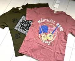 SHISKY バンダナデザイン Tシャツ 140 カーキ、ピンク2枚セットのサムネイル