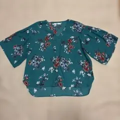 GRL 花柄 半袖ブラウス グリーン