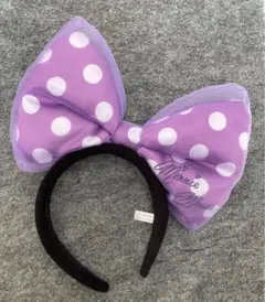 ディズニー　カチューシャ　ミニー　デイジー　デカリボン　水玉　紫　パープル