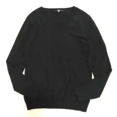 ユニクロ ネイビー Vネック 長袖セーター カシミヤ100%