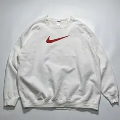 90s ナイキ USA製 スウェット XL 白系 ビッグスウッシュ ○.7854