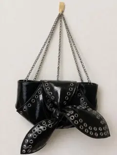 ZARA リボン付き黒ショルダーバッグ