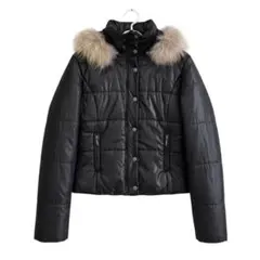 00s grungeファーダウン 短丈 中綿 ジャケット 平成ギャル y2k