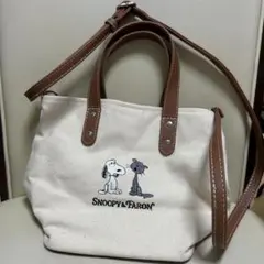 スヌーピー&ファロン キャンバスショルダーバッグ