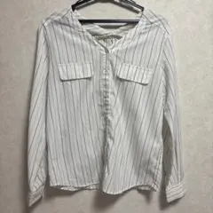 ハニーズ　ストライプ　ブラウス　シャツ　Ｖネック　レディース　トップス　Mサイズ