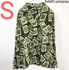 nano universe　ナノユニバース　総柄シャツ　長袖　S　匿名配送