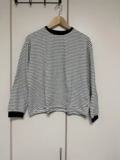 coen 長袖 Tシャツ 白/黒 ボーダー