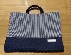 ブックバック・図書バック⭐︎ネームワッペンつき⭐︎ダンガリーレッスンバッグサイズ8A