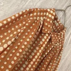 ヴィンテージ ブラウス 七分袖 ドット ポップ 古着 オールド感 くすみオレンジ
