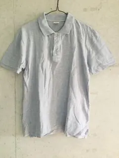【★良好★メンズM】グレー ポロシャツ 予備ボタン付き 古着 兼用 ユニセックス