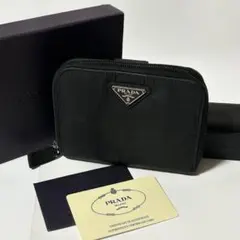 PRADA プラダ テスート ナイロン 二つ折り財布 三角プレート ブラックのサムネイル