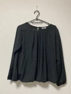 ハニーズ　黒 ドット柄 長袖ブラウス　トップス