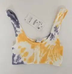 ZARA タイダイ柄 リブタンクトップ クロップド丈 Sのサムネイル