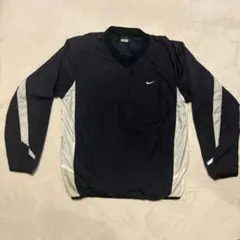 NIKE ナイキ Vネック ナイロンプルオーバー L 野球 ピステ Y2K 紺白
