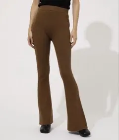 リブ編みブラウンフレアパンツ Sサイズ