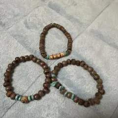 木製ビーズブレスレットセット