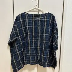 mizuiroindミズイロインド プルオーバー チェック柄トップス シワ加工