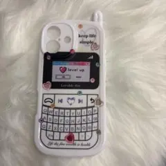 iphone16用　スマホケース　レトロ携帯風 ハート可愛い ホワイト