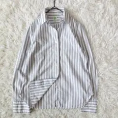 【良品】フィナモレ 長袖シャツ ストライプ コットン レディース イタリア製 Mのサムネイル