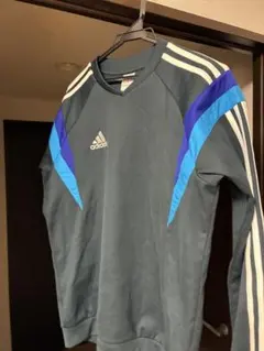 adidas スポーツウェア 長袖 グレー/ブルー