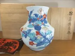 Y3604 人間国宝 十三代 今泉今右衛門 本人作 錦桂花絵花瓶 - メルカリ