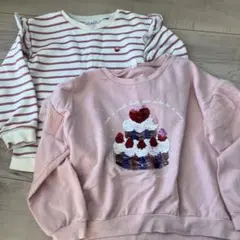 ピンクケーキ刺繍トレーナー130cmとストライプ120cm 長袖のサムネイル