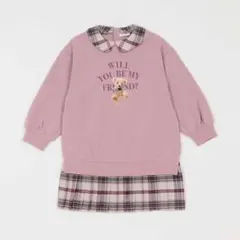 メゾピアノ　裾プリーツ　衿つきドッキングカットワンピース　130