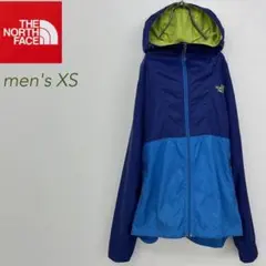 ノースフェイス ウィンドブレーカー ダークパープル×ブルー メンズXS